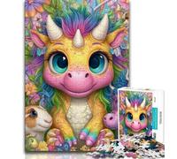 Rainbow Dragon Baby Jigsaws 1000 Pieces for Adults,Staycation Kill Time Every Piece Is Unique - Challenging Family Fun Game (38x26cm)
