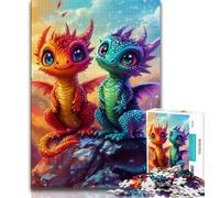 Rainbow Dragon Baby Puzzles for Adults Teens 1000 Pieces,Challenging To Complete But Fun And Humorous with Matching Poster And Trivia Sheet (75x50cm)