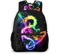 Rainbow Dragon Backpack for Girls Cool Lighting Bookbags for 2nd 3rd 4th 5th 6th Grade Boys Kids Animal Backpacks Back to School Gifts