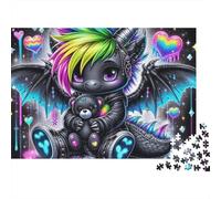 Rainbow Dragon Cub 1000 Piece Jigsaw Puzzle 1000 Pieces Puzzle Game Plush Toy Adult Night Hearts Family Leisure Decor 70x50cm/1000pcs