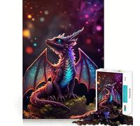 Rainbow Dragon Cub Jigsaw Puzzle for Adults 1000 Pieces Mind Puzzle Calm Pastime Image Assembly Lovely Present (38x52cm)