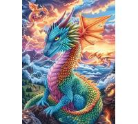 Rainbow Dragon in A Magical Forest 300-piece Jigsaw Puzzle Set Scenery Science Fiction Family Puzzle Lovers Brain Training Indoor Game Family Game Night Summer Gift Durable Board 300 PC