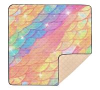 Rainbow Dragon Scales Glittering Soft Foam Baby Playmat for Indoor Outdoor Cozy Breathable Foldable Padded Baby Mat for Babies Infants Toddlers, 50'' x 50''alfombra de juego