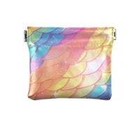Rainbow Dragon Scales Glittering Women's PU Leather Coin Purse Cute Mini Coin Purse Pouches for Woman Girl, rainbow dragon scales glittering, Decoration