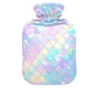 Rainbow Dragon Scales Shimmering hot Water Bottle with Soft Cover, 2L Warm Compress for Menstrual Cramps, Menstrual Cramps, Bolsa de agua Caliente para el Dolor