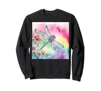 Rainbow Dragonflies and Blooming Flowers Sweatshirt