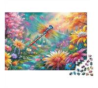 Rainbow Dragonfly over Wildflowers 1000 Piece Jigsaw Puzzle Dragonfly Motif Perfect Present for Boys, Girls, Men & Women 38x26cm/1000pcs