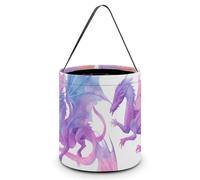 Rainbow Dragons Large Easter Basket Candy Bags Canva Tote Bag Portable Hallowee Bucket