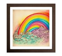 Rainbow Drawing Framed Print | 18x18 Inch Walnut Framed Wall Art | Ready to Hang | Modern Nature Picture | Living Room Bedroom Lounge Office