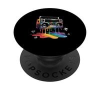 Rainbow Dripping Paint Boombox OldSchool 80s Music Hip Hop PopSockets Adhesive PopGrip