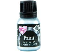 RAINBOW DUST Pearl Food Colouring, Edible Paint in Pearlescent Colours, Ready to Use, Easy to Apply, Create Cakes & Cupcakes with an Indulgent Shimmer - Light Silver 25ml
