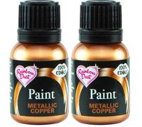 Rainbow Dust Pearl Food Colouring, Edible Paint in Pearlescent Colours, Ready to Use, Easy to Apply, Create Cakes & Cupcakes with an Indulgent Shimmer, Metallic Copper, 25ml (Pack of 2)