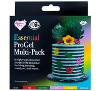Rainbow Dust ProGel® Concentrated Food Colour, 6 Tube Multipack, Essentials Colouring Gel For Baking and Cake Decorating, Black, Red, Leaf Green, Yellow, Pink, Baby Blue