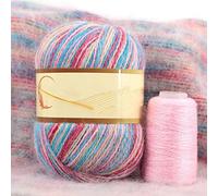 Rainbow Dyed Cashmere Soft Mink Velvet Wool Yarn for Hand Knitting Long Plush Hair Crochet Yarns for Winter Crocheting(D018)