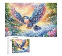 Rainbow Eagle with Bubbles And Blossoms 1000 Piece Jigsaw Puzzle for Adults Indoor Puzzle Fun Logical Challenge Gift for Personal Use 1000 PCS