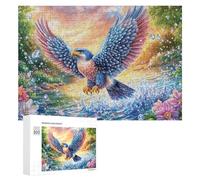 Rainbow Eagle with Bubbles And Blossoms 300 Piece Jigsaw Puzzle for Adults Indoor Tabletop Game Stress Reduction Gift for Home Use 300 PCS