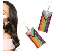 Rainbow Earrings, 1 Pair Gay and Lesbian Pride Earrings, Nonbinary Dangle Earing, LGBT Pride Gifts Rainbow Jewelry, Progress Transgender Pansexual Asexual Bisexual Rainbow Earrings, Multicolor