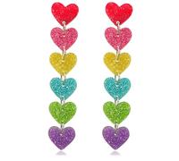 Rainbow Earrings for Women Pride Earrings Rainbow Heart Dangle Earrings Colorful Gay Lesbian Pride Earrings for Women Girls Jewelry, Acrylic, No Gemstone