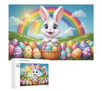 Rainbow Easter Bunny Basket Jigsaw Puzzle, 1000 PCS, for Adults And Families, Shared Puzzle Time for Family And Friends, for Quiet Evenings