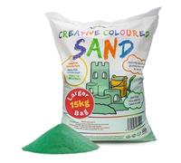 Rainbow Eco Play - Coloured Green Sand - 15kg - Kids 100% Natural Play Sand - Sand Art, Childrens Crafts