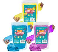 Rainbow Eco Play Magic Elasti Sensory Stretchy Natural Play Sand - 3 x 485g | Soft, stretchy sensory sand that flows like slime without the mess. Made from natural minerals