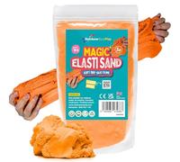 Rainbow Eco Play - Magic Play Sand for Kids - Elasti - 1kg - Childrens Eco-Friendly Non-Toxic Natural Coloured Sand - Sensory Magnetic Moon Kenetic Elastic - Orange
