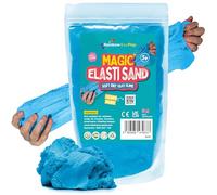 Rainbow Eco Play - Magic Play Sand for Kids - Elasti - 2.5kg - Childrens Eco-Friendly Non-Toxic Natural Coloured Sand - Sensory Magnetic Moon Kenetic Elastic - Blue