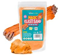 Rainbow Eco Play - Magic Play Sand for Kids - Elasti - 2.5kg - Childrens Eco-Friendly Non-Toxic Natural Coloured Sand - Sensory Magnetic Moon Kenetic Elastic - Orange