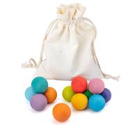 Rainbow - Educational Toys | Wooden Toys - 3.5 cm Wooden 12 Pieces Colored Matte Counting Balls with Storage Bag Ideal for 's from 1 Year and Early Learning to Play