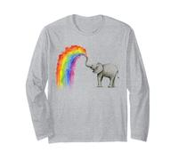 Rainbow Elephant Art - Colorful Elephant Illustration Long Sleeve T-Shirt