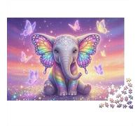 Rainbow Elephant Fantasy 1000 Pieces Puzzles Colorful Rainbow Butterfly Elephant Decoration Puzzle Educational Game Gifts Puzzles for Adults Jigsaw Puzzles for Adults 52x38cm/1000pcs