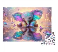 Rainbow Elephant Fantasy 1000pcs Jigsaw Puzzle for Adults 14+, Eco-Friendly Recycled Cardboard, Rainbow Elephant, Leisure Activity, Stress Relief Entertainment, Idea 52x38cm/1000pcs