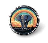 Rainbow Elephant Round Aluminum Alloy Pin Badge Lapel Pin | Lightweight Metal Brooch Pin Easy to Put on and Take off Backpack Pin for Jacket Shirt Bag