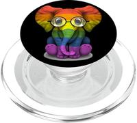 Rainbow Elephant Round Glasses PopSockets PopGrip for MagSafe