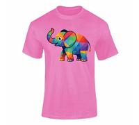 Rainbow Elephant T-Shirt - World Book Day Children Young Teen Colourful Funny Jungle Toddler School Gift Tee for Friends Orchid Pink S Style 1