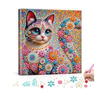 Rainbow Embellished Mandala Cat Special Shaped 5D DIY Partial Drill Diamonds Dots Gem Art Kits with Frame Diamonds Paintings Gem Art 29x29cm for Adults Home Decor
