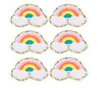 Rainbow Embroidered Iron On Patches, 6 Pcs Cotton DIY Rainbow Cloud Pattern - Bright Colors, Easy Application, Ideal for Clothing Decoration