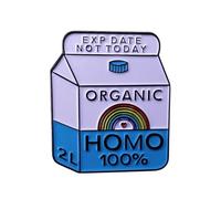 Rainbow Enamel Pin Cartoon Milk Box Brooch Funny Letters Badge Lapel Pin for Clothing Backpack Accessories Jewelry Gift for Women Men Girls, Blue