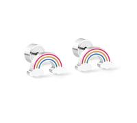 Rainbow Enamel Screw Back Small Studs Earrings for Women Girls Minimalist Surgical Steel Silver Plated Colorful Cloud Cartilage Tragus Piercing Sleeper Studs Hypoallergenic for Sensitive Ear Jewelry