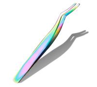 Rainbow Eyelash Curler with Curved Tip Stainless Steel | Curved shape, iridescent colour gradient, precise tip, eyelash application, stainless steel
