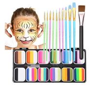 Rainbow Face Color Palette - Washable Set | 12 Body Colors Art Palette Face Body Easy Apply Professional Colorful Make Shing Festival Carnival Makeup
