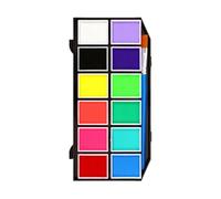 Rainbow Face Paint, 12 Color Face Painting Palette with 1 Brushes, Washable Face Paints for Children Adults Halloween Carnival, Make up Body Paint (A)