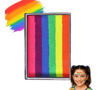Rainbow Face Paint - 6 Colors Body & Face Painting Palette - Easy-to-Apply Water-Based Formula Quick Drying, Colorful Makeup for Kids & Adults Ideal for Halloween, Cosplay, Party Carnival (#A)