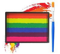 Rainbow Face Paint Kit - 6-Color Vibrant Pride Face Paint with Brush, Hypoallergenic, Water Soluble, Quick Drying Theatre Makeup, Cosplay & Festivals