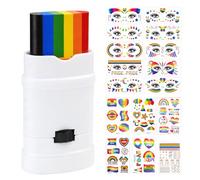 Rainbow Face Paint, Pride Themed Creative Kit with Vibrant Colours and Easy Application, Includes 1 Face Paint Stick, 5 Rainbow Stickers, 1 Nail Art Transfer and 10 Face Stickers.