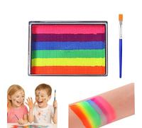 Rainbow Face Paint- Water Activated Painting with 6 Vibrant Colors, Quick Drying and Easy Wash Off, Safe Non-Toxic Formula, With Built-in Brush for Portable Use (2#)