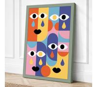 Rainbow Faces Grid Canvas Wall Art Print 30x20 Inch
