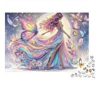 Rainbow Fairy 1000 Pieces Jigsaw Puzzles Butterfly Wing Fairy Sturdy Cardboard for Quiet Time Lovers Family Bonding 38x26cm/1000pcs
