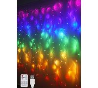 Rainbow Fairy String Curtain Lights with Remote - Twinkle LED Rainbow Icicle Light Curtain for Girls Bedroom, Kids Room and Unicorn Room Décor (7-Color)