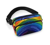 Rainbow Fanny Pack for Women, Personalized Waist Bag with Multi-Pockets for Men, Belt Bag for Travel, Crossbody Bags with Zipper, Adjustable Bum Bags for Running